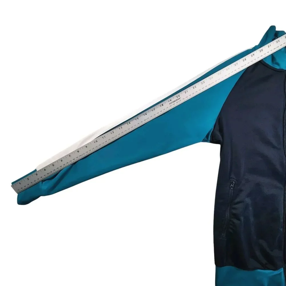 Vintage Nike Athletic Dept Track Jacket Large Full Zip Black Teal Colorblock Y2K